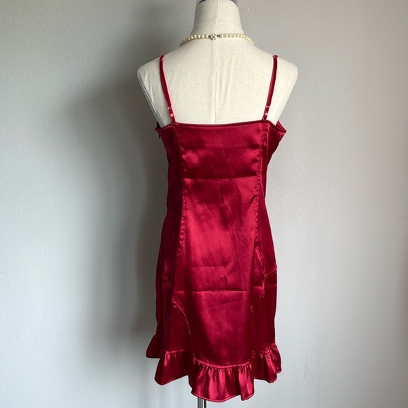Marineblu Red Satin Slip Dress 15" P-P Size M - Picture 3 of 6